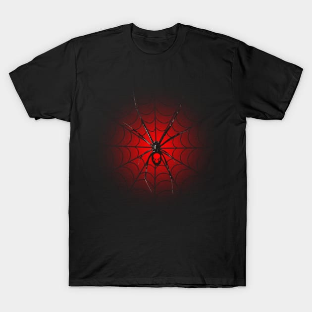 Black Widow Spider T-Shirt by Artizan